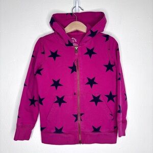 Primary Clothing Magenta Navy Star Print Hooded Zip Up Sweatshirt Size 4-5yrs